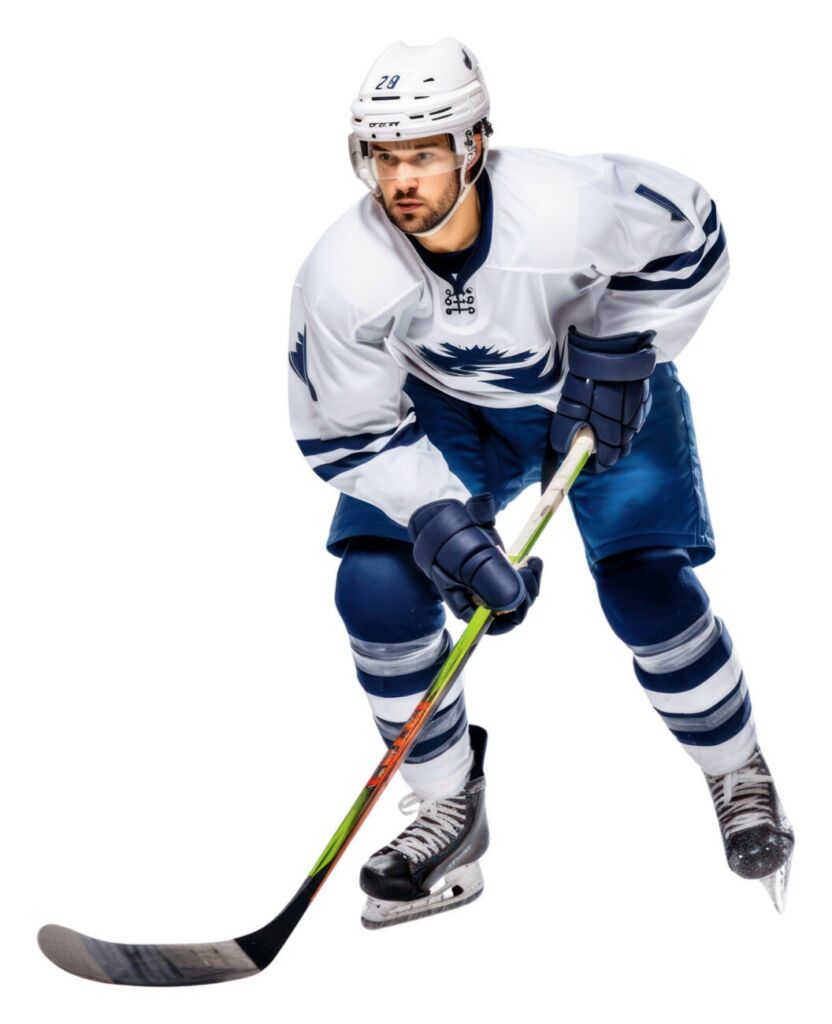 Custom hockey apparel featuring matching jerseys, socks, and helmets, enhancing team unity and performance on the ice.